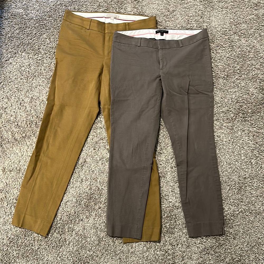 Two pairs of banana republic sloan ankle pants.